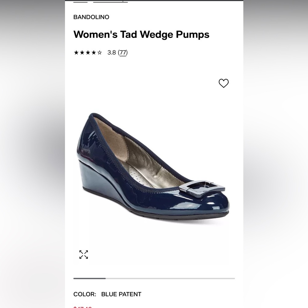 Bandolino, Tap, Women’s Blue Patent Lthr, Wedge Shoe Size 8